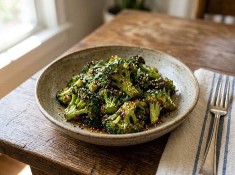 Air-Fried Broccoli with Sesame Dressing