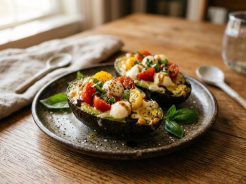 Air-Fried Caprese Stuffed Avocados