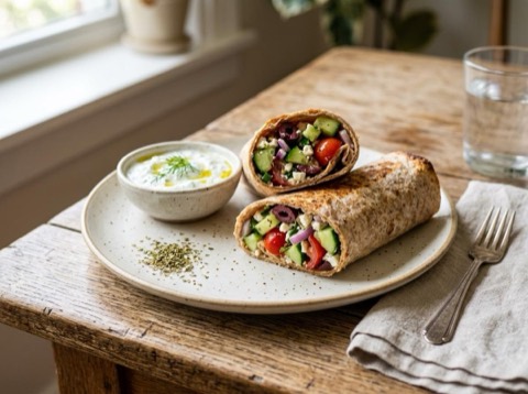 Air-Fried Greek Salad Wraps