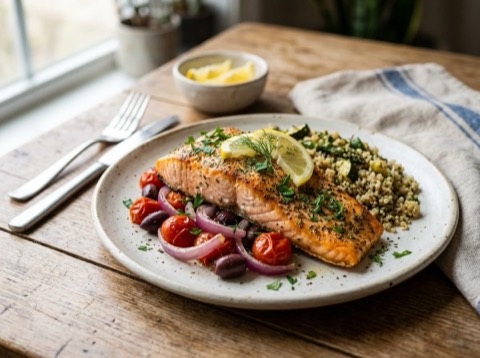 Air-Fried Greek Salmon with Lemon and Herbs