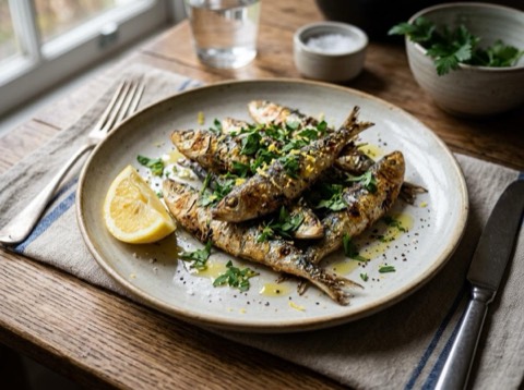 Air-Fried Sardines with Lemon and Parsley