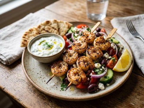 Air-Fried Shrimp Souvlaki