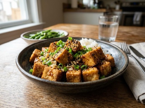 Air-Fried Tofu with Garlic Sauce