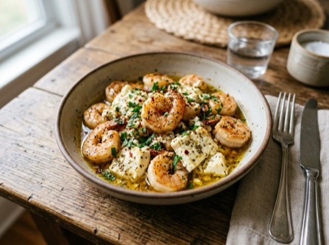 Baked Shrimp with Garlic and Feta