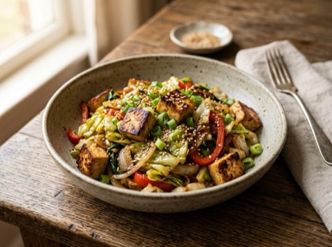 Cabbage and Tofu Stir-Fry