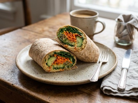 Carrot and Hummus Breakfast Wrap