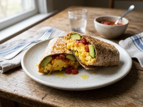 Cheesy Egg and Avocado Wrap