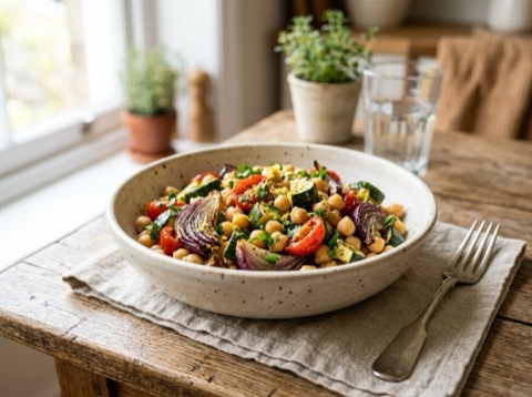 Chickpea Salad with Roasted Vegetables