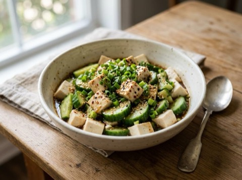 Creamy Tofu and Cucumber Salad