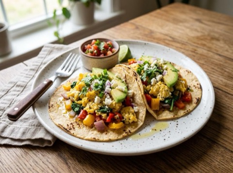 Egg and Veggie Breakfast Tacos