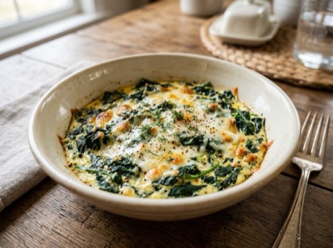 Greek Spinach and Cheese Microwave Bowl