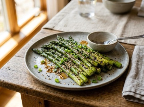 Grilled Asparagus with Sesame Dressing