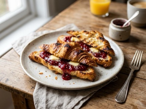 Grilled Croissants with Jam