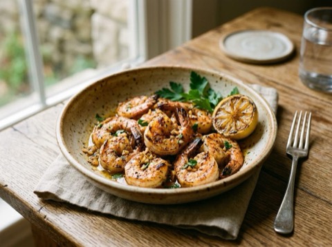 Grilled Lemon Garlic Butter Shrimp