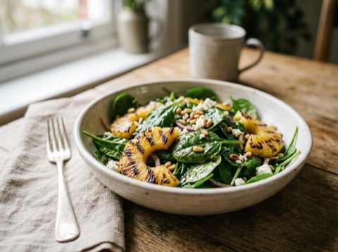 Grilled Pineapple and Spinach Salad