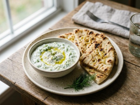 Grilled Pita with Tzatziki