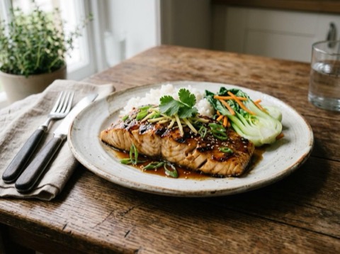 Grilled Sea Bass with Ginger Soy Glaze