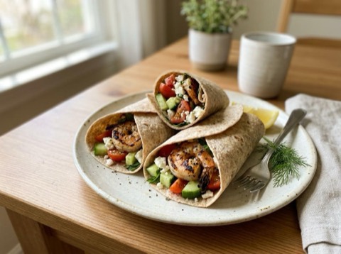 Grilled Shrimp and Feta Wraps