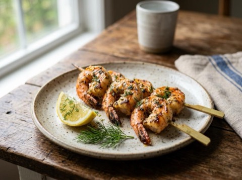 Grilled Shrimp Skewers with Garlic and Lemon