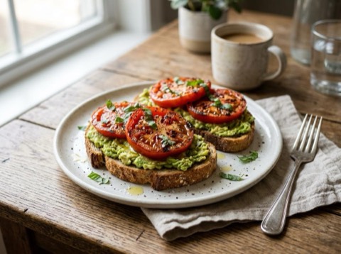 Grilled Tomato and Avocado Toast