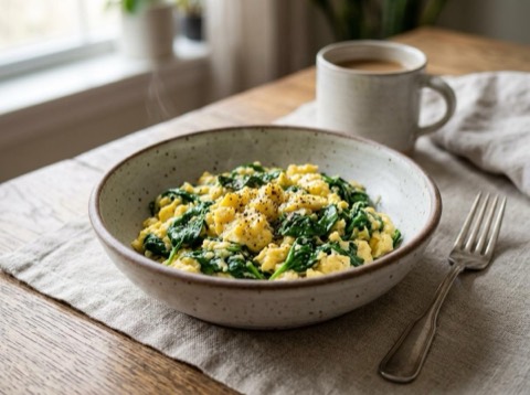 Keto Scrambled Eggs with Spinach