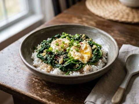 Korean Spinach and Egg Bowl