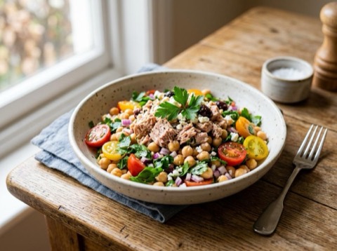 Mediterranean Chickpea and Tuna Salad