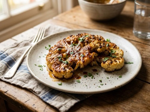 Microwave BBQ Cauliflower Steaks