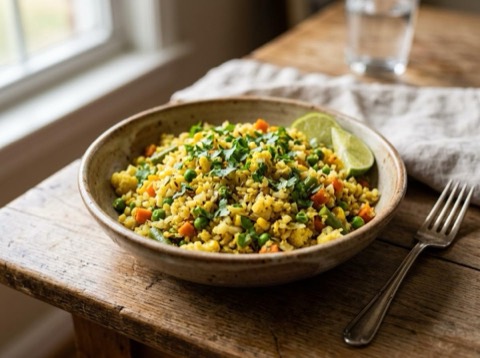 Microwave Cauliflower Rice Pulao