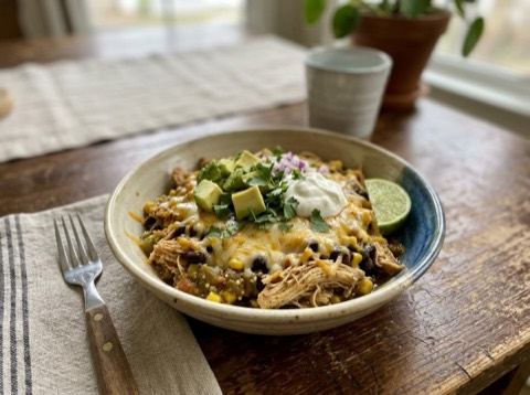 Microwave Chicken Enchilada Bowl