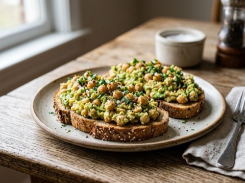 Microwave Chickpea and Avocado Toast