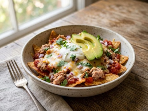 Microwave Chilaquiles with Tuna