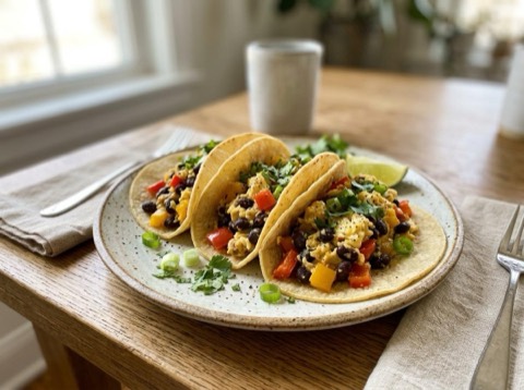 Microwave Egg and Black Bean Tacos