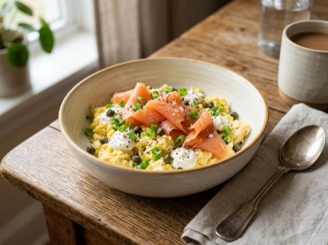 Microwave Egg and Smoked Salmon Breakfast Bowl