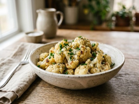 Microwave Garlic Herb Cauliflower