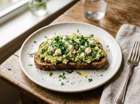 Microwave Greek Avocado Toast