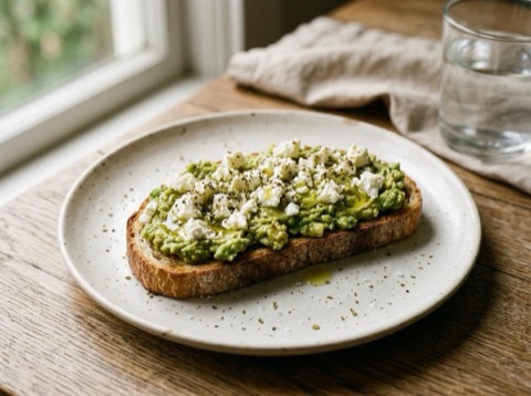 Microwave Greek Inspired Avocado Toast