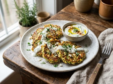 Microwave Greek Zucchini Fritters