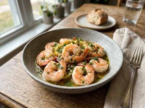 Microwave Lemon Garlic Shrimp