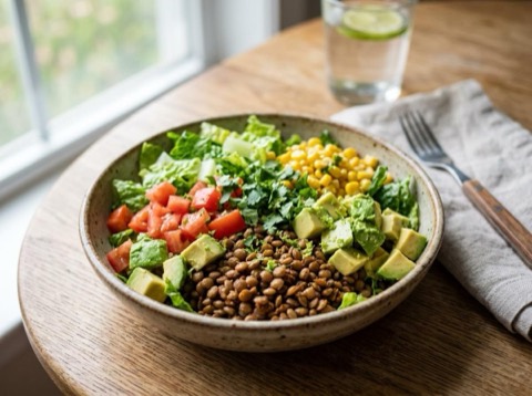 Microwave Lentil Taco Salad