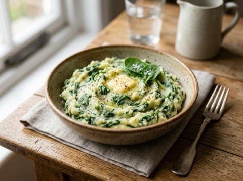 Microwave Mashed Potatoes with Spinach
