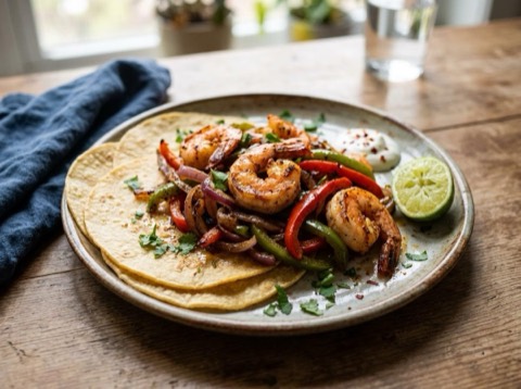 Microwave Shrimp Fajitas