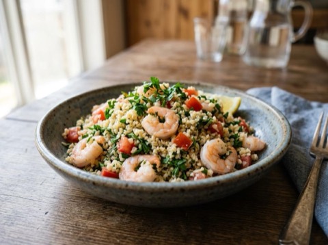 Microwave Shrimp Tabbouleh