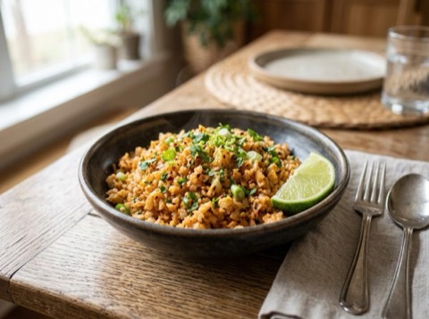 Microwave Spicy Cauliflower Rice