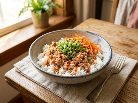 Microwave Spicy Tuna Breakfast Bowl