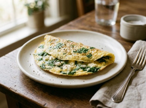 Microwave Spinach and Feta Omelette