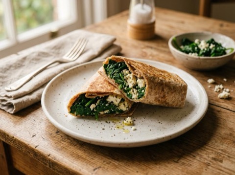 Microwave Spinach and Feta Wrap