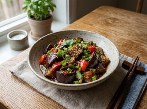 Microwave Thai Eggplant Stir-Fry