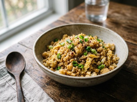 Microwave Thai Stir-Fried Cauliflower Rice