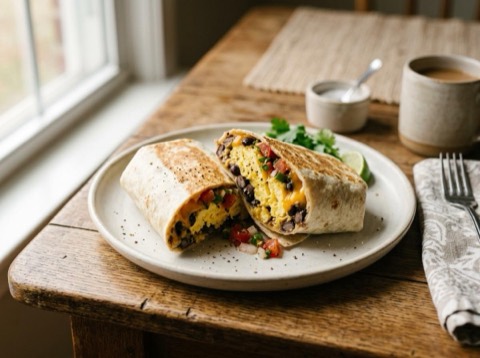 Microwave Veggie Breakfast Burrito